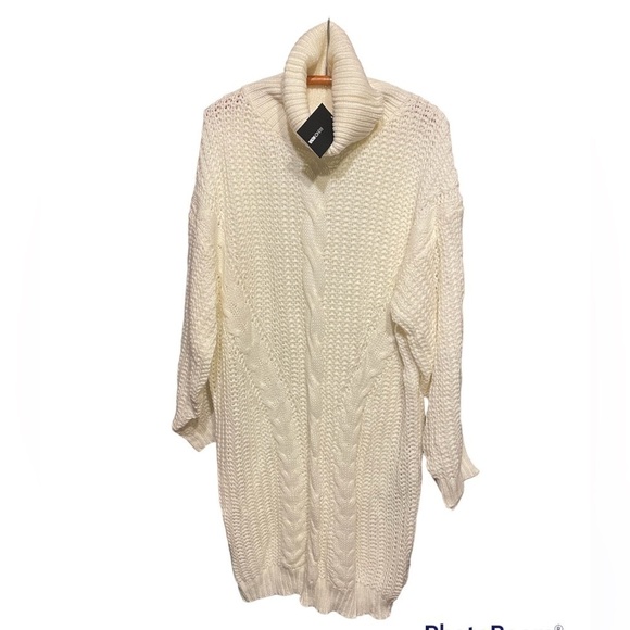 Fashion‎ Nova Ivory Knit Turtle Neck Long Sleeve Mini Dress - Picture 1 of 8